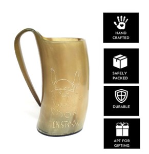 Taza de Cuerno Hecha a Mano, Taza para Beber de Diseño Rústico, Interior Liso, Estilo Tradicional, Vajilla Reutilizable para Bebidas - Product Image 3
