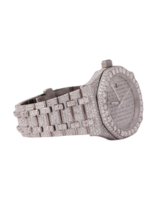 Montre simple en or blanc avec cadran serti de diamants pour homme, idéale pour les mariages et les soirées, montre en diamants pour la vente à l'exportation - Product Image 2