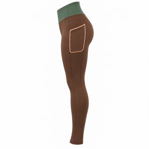Women's High Waist Full Length <b>Leggings</b> With Side Pockets Solid Color Sporty Style Stretch Breathable <b>Knitted</b> Fabric - Product Image 4
