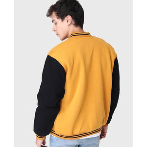 เสื้อแจ็คเก็ตวาร์ซิตี้ผู้ชาย สีเหลืองดำ ตัดต่อสีสไตล์ลำลอง ทรงปกติ ปกคอพับ ติดกระดุม เหมาะสำหรับใส่ในฤดูใบไม้ร่วง - Product Image 5
