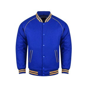 Blouson Bomber Homme Bleu Hiver Uni à Col Montant Boutonné Style Décontracté - Product Image 1