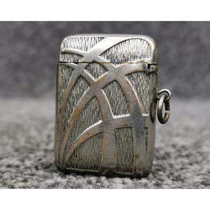 Vintage Aluminum Match Case With Engraved Geometric Design Durable Household Use - Product Image 1
