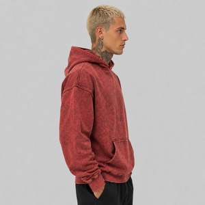 <b>Men's</b> Acid Wash Hoodies Regular Fit 100% Cotton Fleece Eco-Friendly Breathable Winter Use Customizable Streetwear Vintage Hoodie - Product Image 6