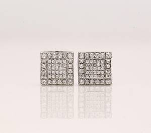 Iced Out <b>Square</b> <b>Earrings</b> 925 Sterling Silver VVS Moissanite <b>Diamond</b> Luxury Bling Hip Hop Unisex Wear <b>Earring</b> For Everyday - Product Image 1