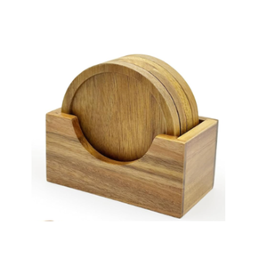 <b>Rustic</b> Acacia <b>Wooden</b> Coasters for Drinks with Holder Non-Slip Decorative Coasters for Coffee <b>Table</b> <b>Dining</b> <b>Table</b> from Vietnam - Product Image 1