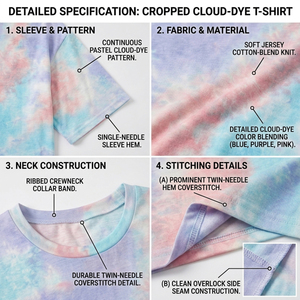 Camisetas Cortas de Verano para Mujer al por Mayor, Estilo Tie Dye Pastel, Manga Corta, Estampado Gráfico, Hombros Caídos, Oversize, Coloridas - Product Image 6