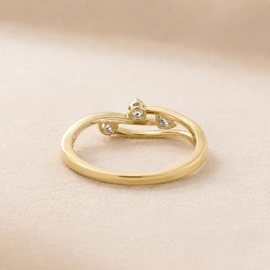 9K Yellow Gold 1.65CT Round Cut Lab Grown Diamond Three Stone <b>Open</b> Bypass Engagement <b>Ring</b> for Women Custom Fine Jewelry - Product Image 6