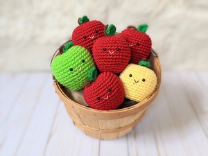 Porte-clés en crochet fait main, mignon, style amigurumi, pendentif, porte-clés tricoté, panier de fruits, aliments de jeu, banane amigurumi - Product Image 5