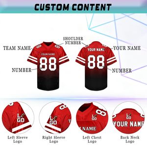 Custom Sublimated American Football Jersey <b>Men's</b> Short Sleeve V-Neck Breathable Mesh Team Name Number All Seasons - Product Image 3