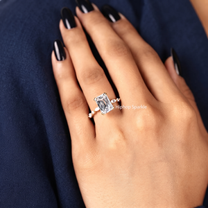 18K Yellow Gold Emerald Cut Moissanite <b>Ring</b> Marquise Side Stone Lab Grown <b>Diamond</b> Engagement <b>Ring</b> Vintage Filigree Band Exporter - Product Image 5