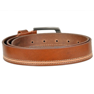 เข็มขัดลำลองหนังแท้สีน้ำตาลเข้มเย็บแบบคู่สำหรับผู้ชายเข็มขัดหนังแท้ลายไม้แบบทำด้วยมือและเครื่องประดับจำนวนมาก - Product Image 2