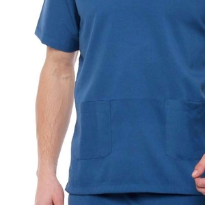 Ensemble de blouses médicales pour hommes gris clair, col en V, manches courtes, uniforme en coton et polyester tissé, vêtements d'hôpital - Product Image 6