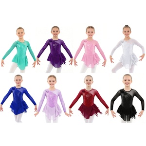 4-14 Alta calidad Niños Rendimiento Manga larga Lentejuelas Vestido de baile Entrenamiento Ropa de baile Niñas Ropa de baile de escenario - Product Image 2