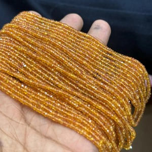 Cuentas de Zafiro Naranja Rondelle de 3mm, Cuentas de Zafiro Padparadscha Facetadas, Hilo de 16 Pulgadas, Venta al por Mayor - Product Image 4