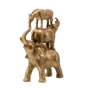 Golden Deer Figurine Handmade Metal Sculpture Contemporary Animal <b>Decor</b> for Tabletop Living Room Christmas ZE-3405B - Product Image 2