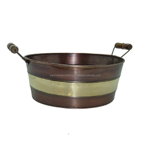 Maceta Circular de Latón Pintada a Mano con Diseño de Flores Silvestres, Asas Laterales, Ecológica, para Uso en Interiores y Exteriores, con Orificio de Drenaje - Product Image 2