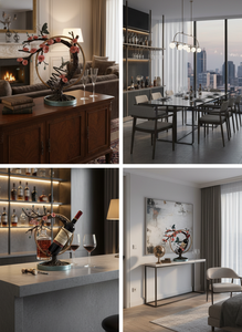 Luxury Peach Blossom <b>Wine</b> <b>Rack</b> Wrought Iron Art Home Decor Customizable Durable Hand Forged Wedding Birthday Display Stand - Product Image 4