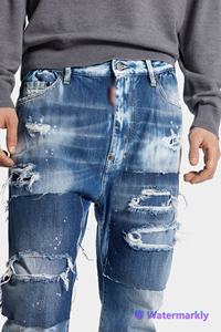 Jeans rasgados lavados con ácido para hombres para uso diario y casual - Product Image 4