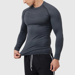 T-shirt de sport moulant à manches longues pour homme, idéal pour la course, la musculation et l'entraînement en salle de sport – Noir - Product Image 1