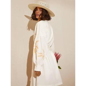 Vestido ucraniano hecho a mano, blusa ucraniana Vishivanka bordada con espigas, vestido blanco de trigo para mujer, vestido bordado con espigas. - Product Image 6