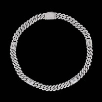 Cadena Cubana de Plata de Ley 925 con Moissanita y Detalles en Oro Rosa, Estilo Hip Hop para Hombre, Certificación IGI, Lujo