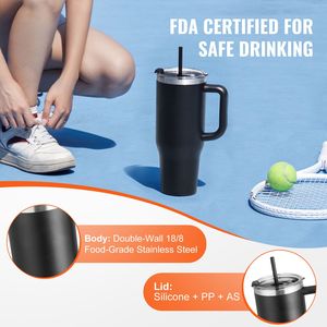 Borraccia Sportiva Isolata in Acciaio Inox da 40 oz, Bottiglia Termica a Doppia Parete per Campeggio con Coperchio Dritto, Tazza da Viaggio per Caffè - Product Image 6