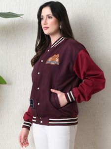 เสื้อแจ็คเก็ตวาร์ซิตี้แบบสั่งทำพิเศษสำหรับผู้หญิง พรีเมียม ปักลายตัวอักษร สไตล์เบสบอล  ระบายอากาศได้ดี แฟชั่นลำลองแนวสตรีท - Product Image 3