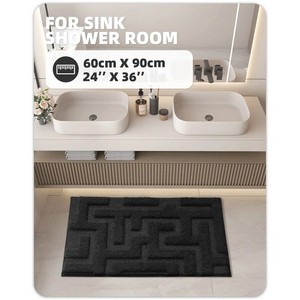 Serviette de bain blanche personnalisée avec logo brodé, tapis de bain en coton éponge pour hôtel - Product Image 4