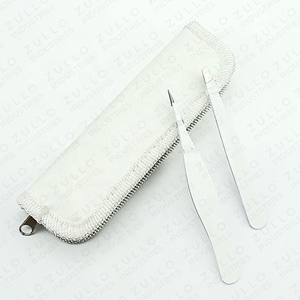 Ensemble de 2 pinces à épiler en acier inoxydable avec embouts pointus et inclinés, étui en cuir PU, outil de beauté de précision - Product Image 4