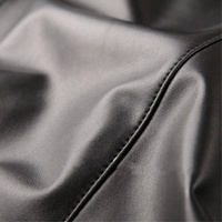 Veste en cuir PU noir pour homme, col montant, fermeture éclair, coupe ajustée, décontractée, pour l'hiver, extérieur uni, séchage rapide, satin de haute qualité