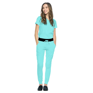 Wholesale Women's Scrub <b>Sets</b> For Hospital Elastic Waistband V-Neck <b>Doctors</b> Uniforms Breathable Quick Dry OEM Nursing Suits - Product Image 3