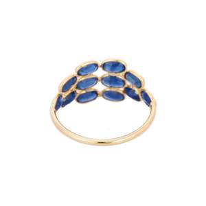 18K Yellow Gold Cushion Cut Natural Sapphire <b>Ring</b> <b>Resizable</b> Solid Gold - Product Image 4