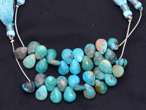 Perles de turquoise AAA facettées en forme de poire, 9x12 mm, turquoise naturelle d'Arizona, pierres semi-précieuses, perles en vrac pour la création de bijoux - Product Image 4