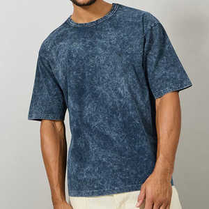 T-shirt délavé à l'acide de qualité supérieure, nouveau design, été, 100% coton, coupe ample personnalisée, épaules tombantes, pour hommes - Product Image 4