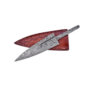 Hoja de cuchillo Sgian Dubh de acero de Damasco forjada a mano con patrón de gotas de lluvia para la fabricación de cuchillos escoceses - Product Image 1