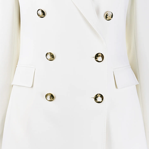 Blazer de Mujer de Alta Calidad, Blanco, Manga Larga, Tejido Sólido, Corte Entallado, Estilo Sorority, Personalizable con Logotipo, Primavera 2026 - Product Image 6