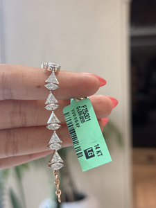 Pulsera de tenis de diamantes cultivados en laboratorio de primera calidad para mujer, con forma marquesa y trillón, 9.10 quilates, oro de 14K, joyería de compromiso y declaración. - Product Image 3