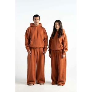 Conjunto Deportivo de Lujo Azul 2 en 1 para Hombre, Venta al por Mayor, 2026, Sudadera con Capucha y Pantalones Jogger de Forro Polar 100% Algodón, Logotipo Personalizado, Deporte de Invierno - Product Image 3