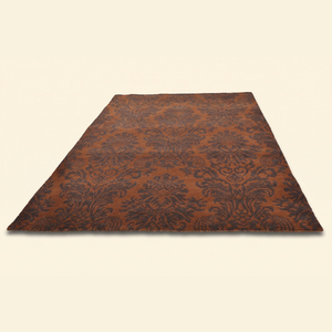 Tapis en laine tufté à la main marron brun anthracite, motif floral damassé traditionnel, antidérapant, écologique, à poils épais pour salon - Product Image 2