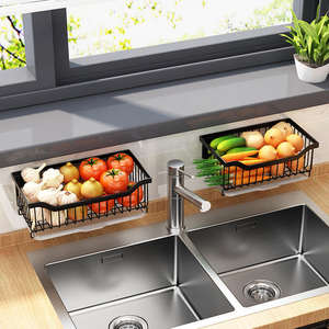 Panier de rangement mural pliable en fil d'acier inoxydable noir à 2 ou 3 niveaux pour fruits et légumes, écologique, pour la cuisine domestique, vente en gros - Product Image 5