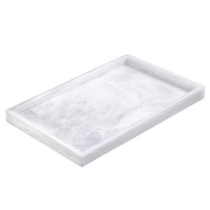 Plateau en marbre naturel de luxe pour servir des aliments, du café, du thé, avec surface polie, décoratif, pour la maison, la cuisine, la table à manger, organisateur de table - Product Image 4