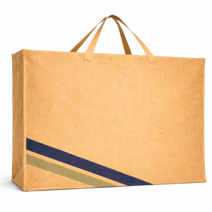 Bolsa de Yute Natural Extra Grande con Estampado a Rayas, Ecológica, Reutilizable, para Compras, Bolsa de Yute Resistente - Product Image 1
