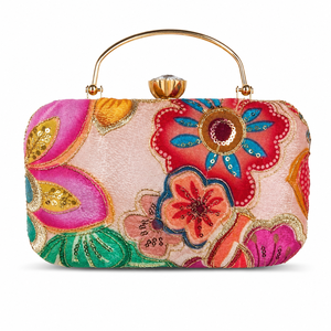 Floral Embroidered Metal Frame Clutch Bag Elegant Handheld Evening Purse Fashion Party <b>Wedding</b> <b>Handbag</b> - Product Image 3