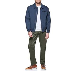 Blouson bomber bleu marine pour homme, col rabattu, fermeture éclair, style décontracté, polyester, couleur unie, logo sur le devant - Product Image 5