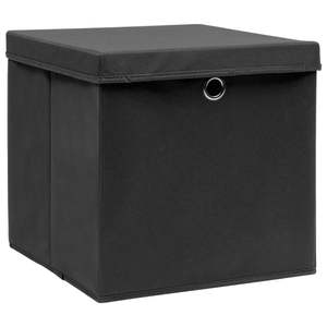 4 boîtes de rangement noires de 11"x11"x11" avec couvercles pour organiser les vêtements - Product Image 3