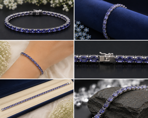 Colour Mountain 7.5 Inch Natural Iolite Tennis <b>Bracelet</b> 925 Sterling Silver White Gold Plated Luxury Jewelry Wholesale - Product Image 3