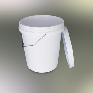 <b>White</b> Cylindrical PP Plastic Pail with Metal Handle Recyclable 5-Gallon Capacity for Storage - Product Image 1