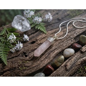 Handmade Rose Quartz Crystal Pendant Natural Gemstone Jewelry From India-Pencil Design Wholesale Crystal Pendants & Charms - Product Image 1