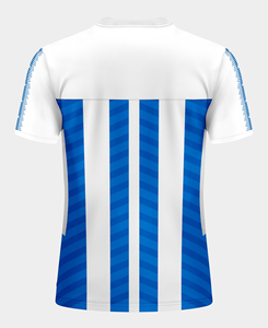 Camiseta de Fútbol Sublimada a Rayas Azules y Blancas para Hombre, Cuello Redondo, Manga Corta, Absorbe la Humedad, Corte Regular, Ropa Deportiva para Adultos, 180 g - Product Image 2