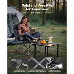 Sedie da Campeggio Pieghevoli Imbottite Oversize con Doppio Portabicchieri, Supporto Robusto per 450 Libbre, Ideali per Campeggio e Bicchieri da Vino - Product Image 4